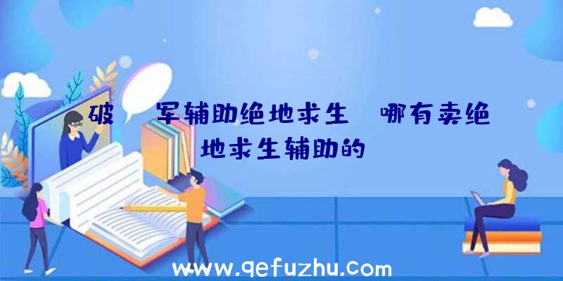 「破军辅助绝地求生」|哪有卖绝地求生辅助的